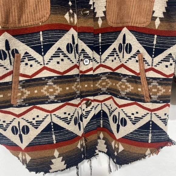 143 Story By Line Up Aztec Tribal Shacket Corduroy Western Button Down Size 2X - Picture 9 of 11